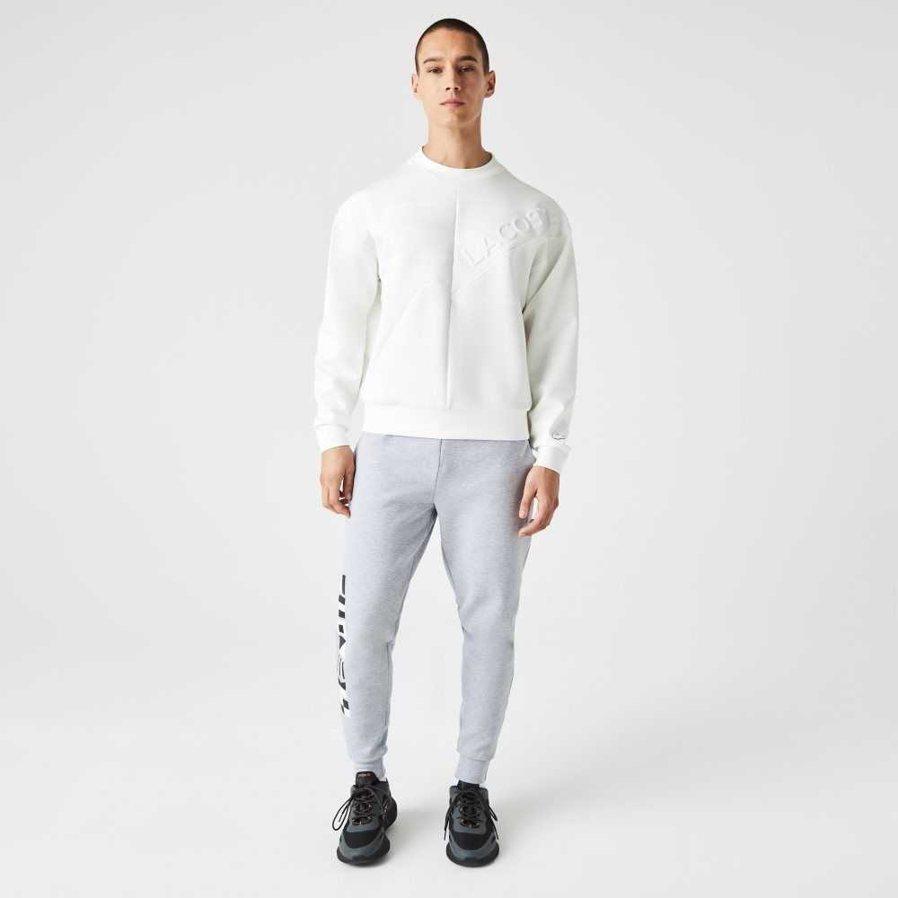 Lacoste Loose Fit Patchwork Effect Sweatshirt White | HOK-920413