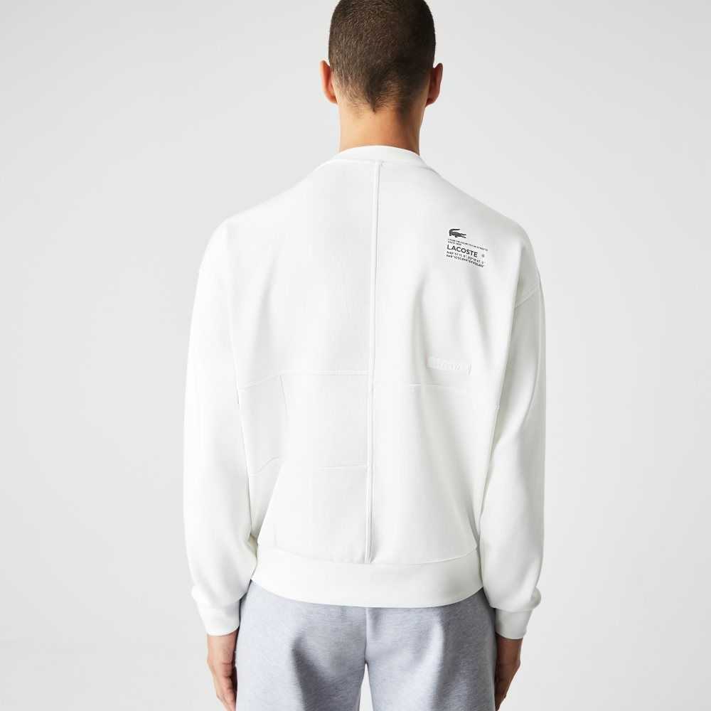 Lacoste Loose Fit Patchwork Effect Sweatshirt White | HOK-920413