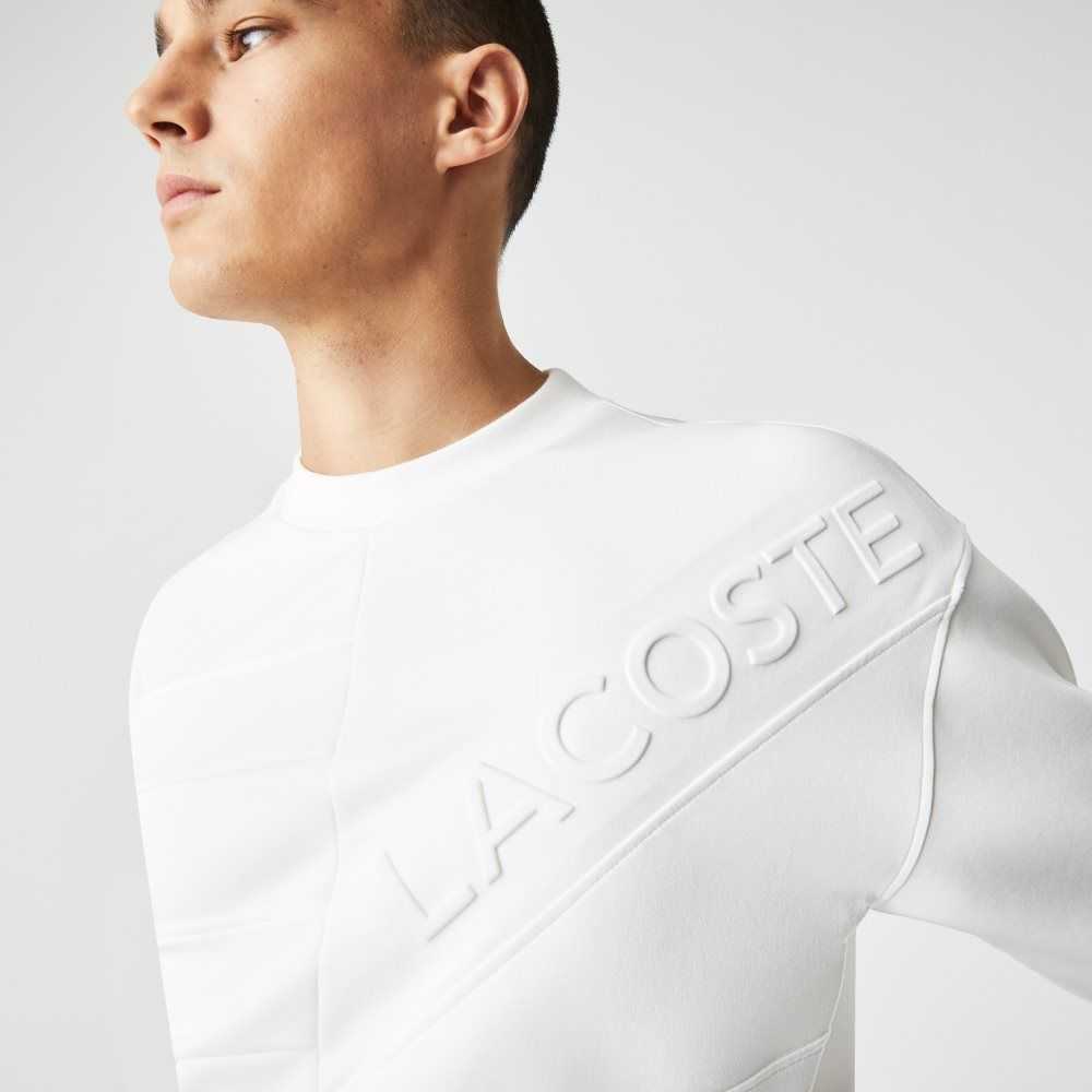 Lacoste Loose Fit Patchwork Effect Sweatshirt White | HOK-920413