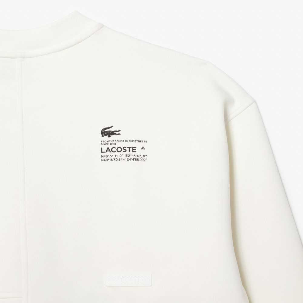 Lacoste Loose Fit Patchwork Effect Sweatshirt White | HOK-920413