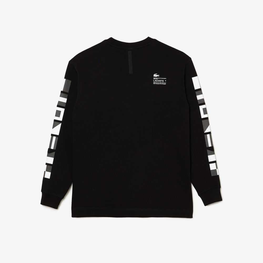 Lacoste Loose Fit Pique Sweatshirt Black | BZI-450376