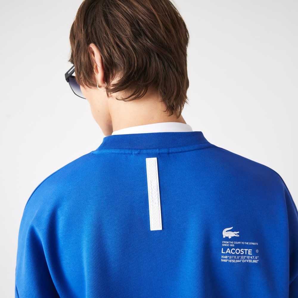 Lacoste Loose Fit Pique Sweatshirt Blue | UEC-463782