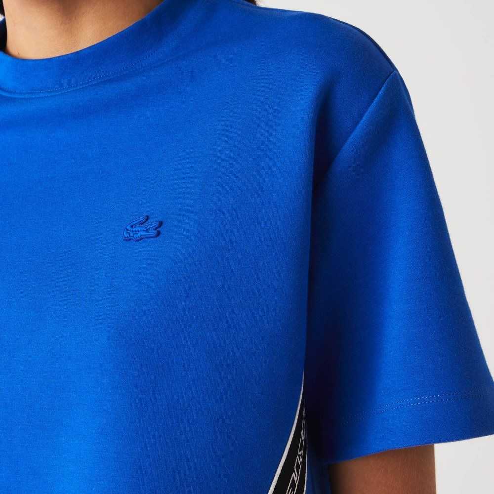 Lacoste Loose Fit Printed Bands T-Shirt Blue | KFC-467051