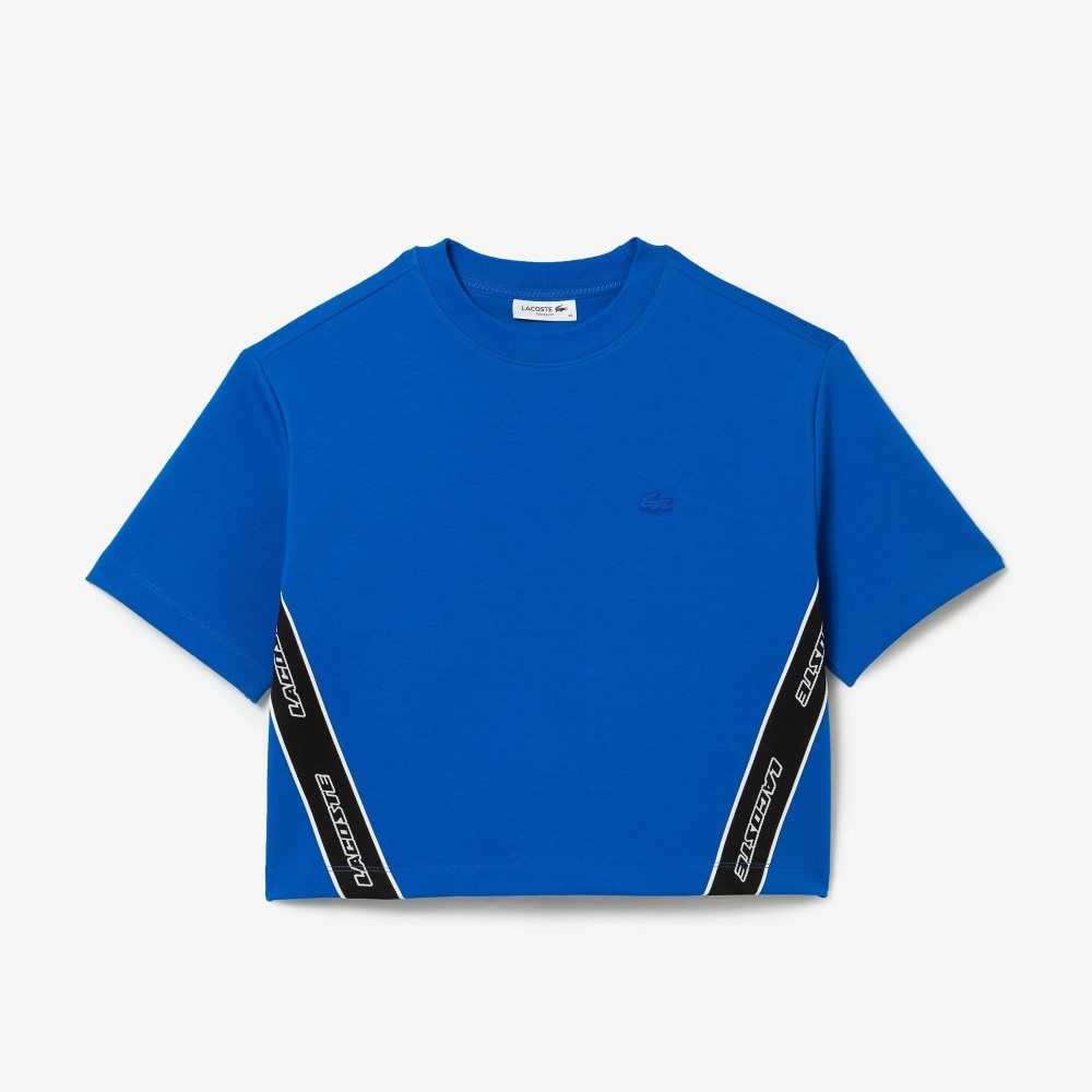 Lacoste Loose Fit Printed Bands T-Shirt Blue | KFC-467051