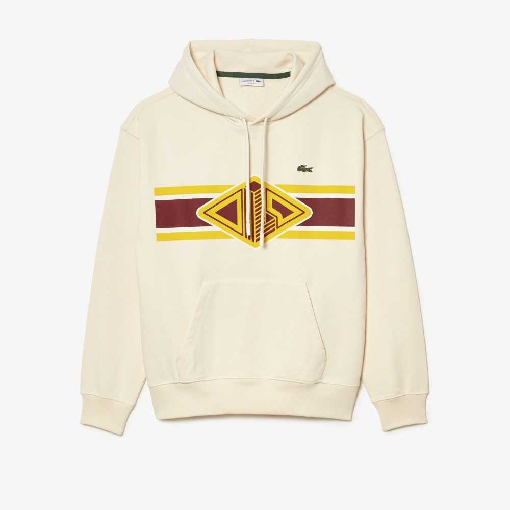 Lacoste Loose Fit Printed Hoodie White | KBT-035864