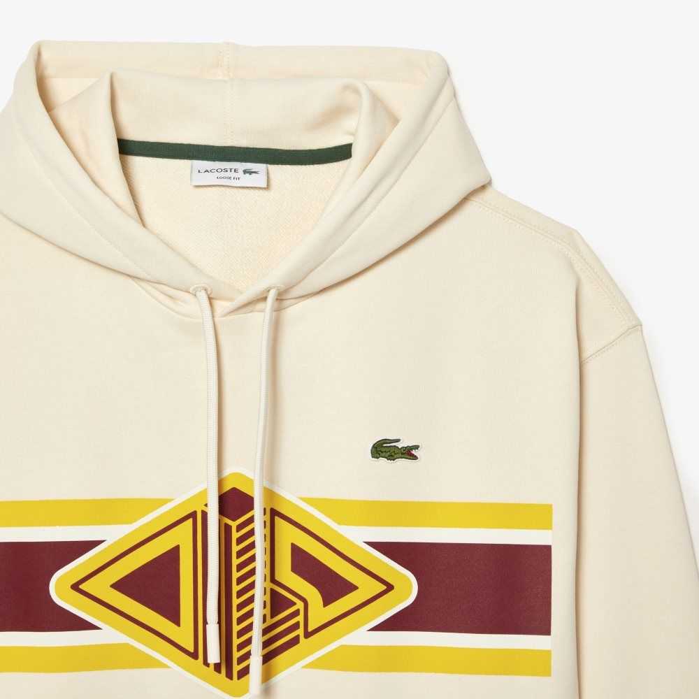 Lacoste Loose Fit Printed Hoodie White | KBT-035864