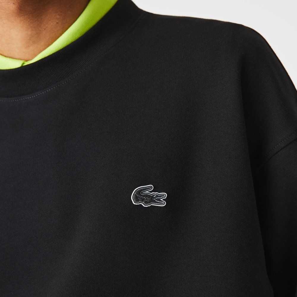 Lacoste Loose Fit Reflective Print Sweatshirt Black | AZW-457031