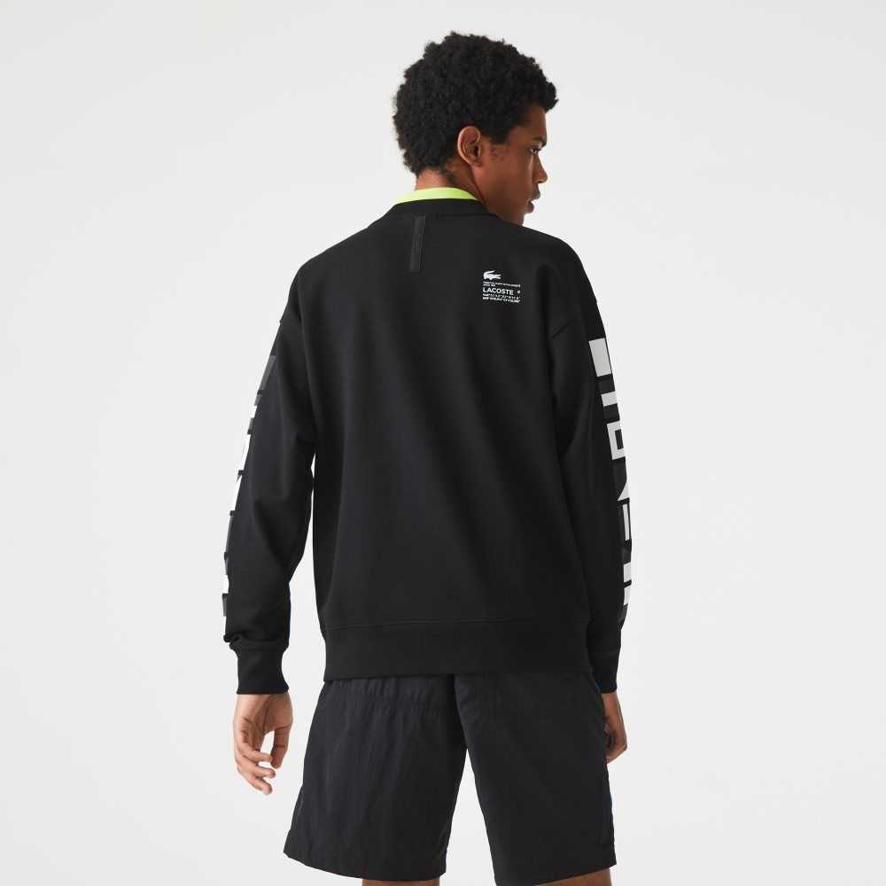 Lacoste Loose Fit Reflective Print Sweatshirt Black | AZW-457031