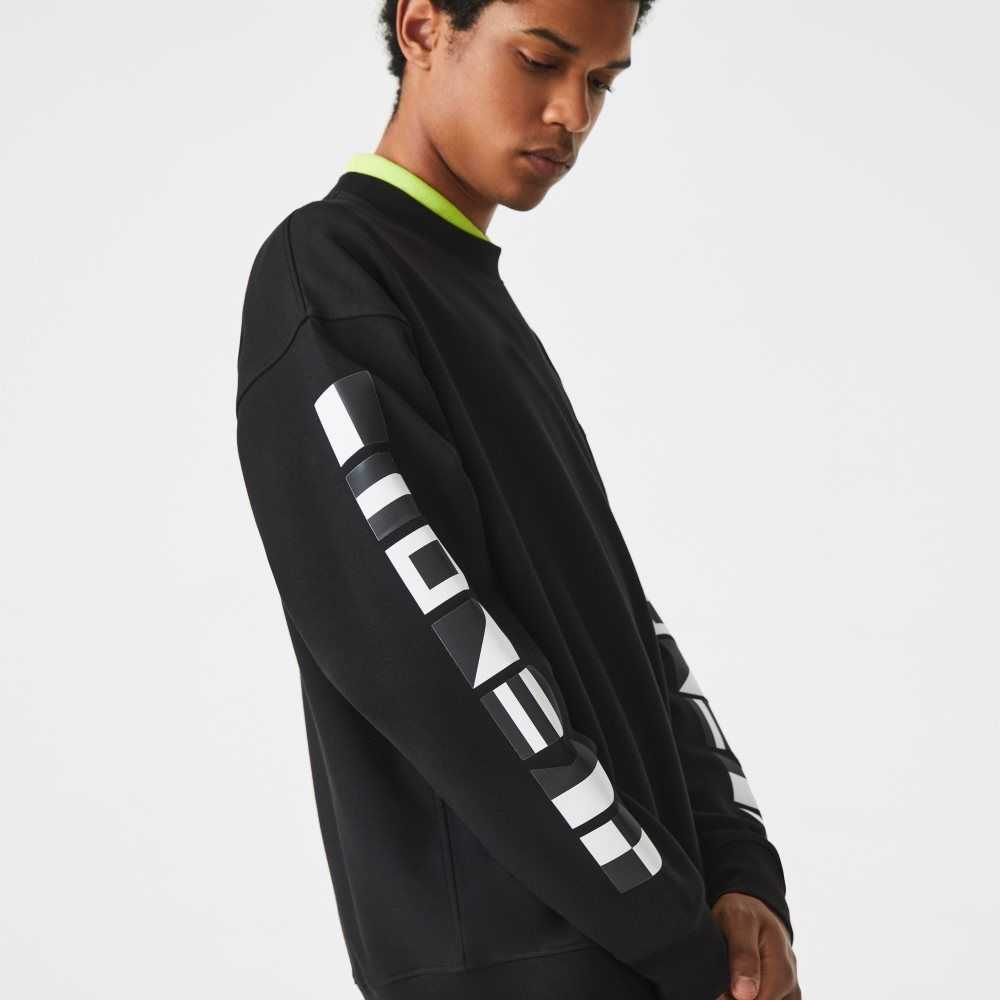 Lacoste Loose Fit Reflective Print Sweatshirt Black | AZW-457031