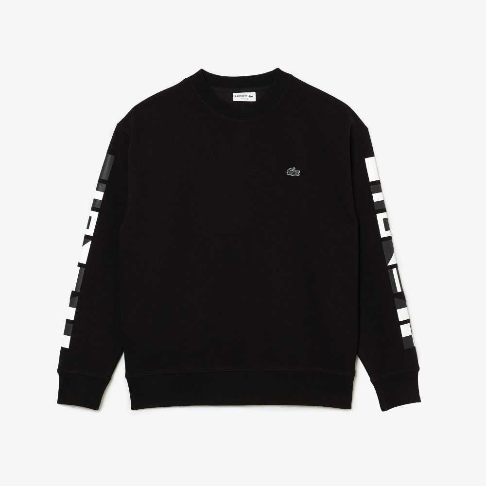 Lacoste Loose Fit Reflective Print Sweatshirt Black | AZW-457031