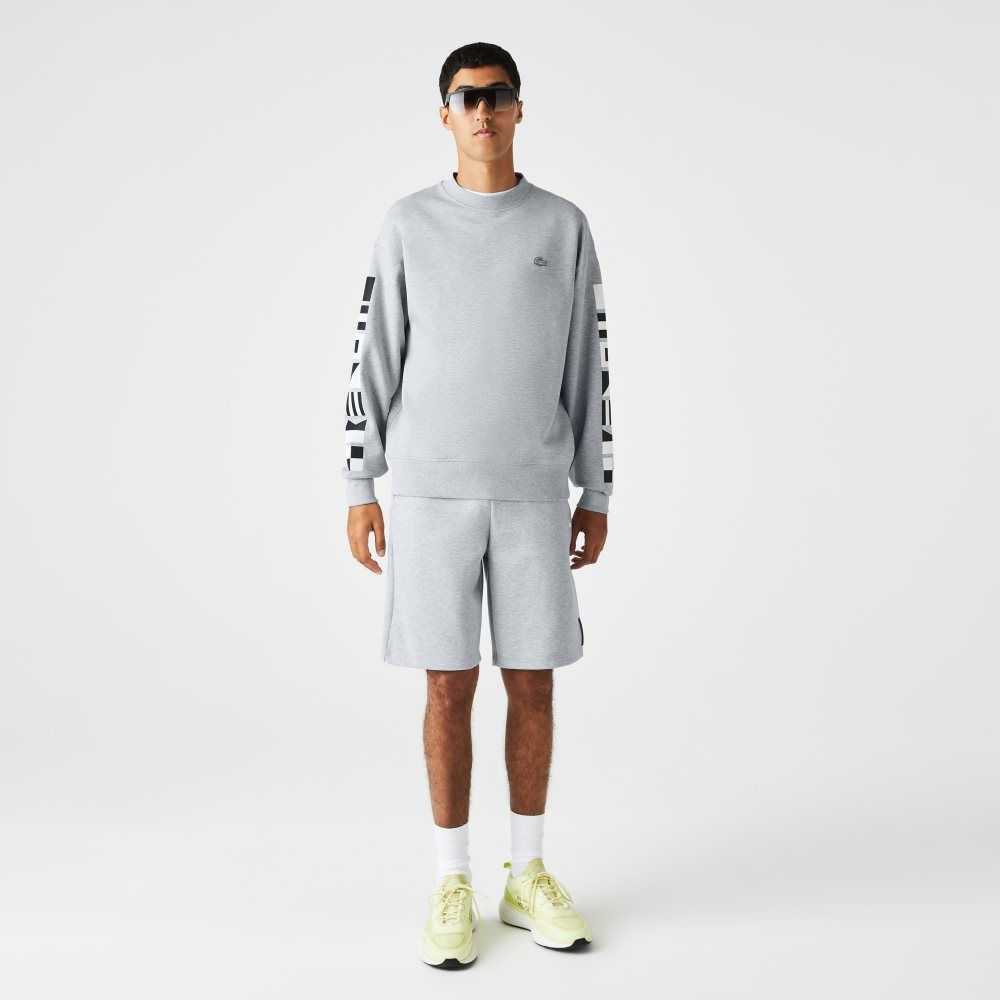 Lacoste Loose Fit Reflective Print Sweatshirt Grey Chine | BKT-187304