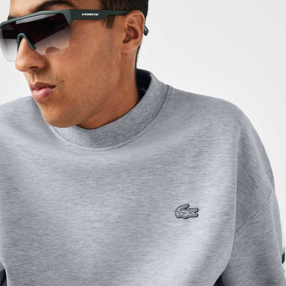 Lacoste Loose Fit Reflective Print Sweatshirt Grey Chine | BKT-187304