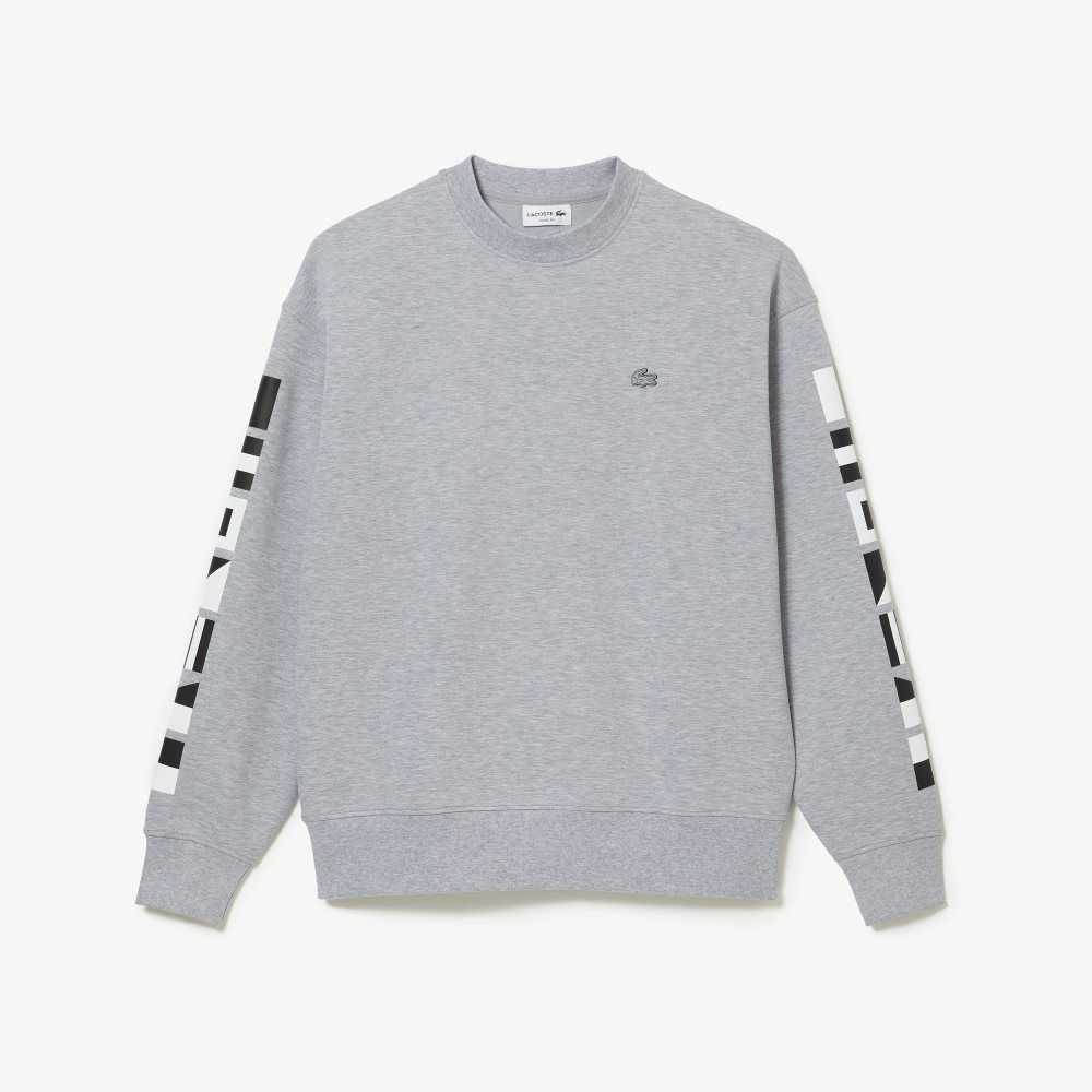 Lacoste Loose Fit Reflective Print Sweatshirt Grey Chine | BKT-187304