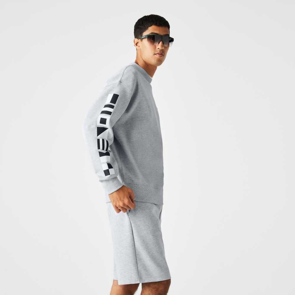 Lacoste Loose Fit Reflective Print Sweatshirt Grey Chine | BKT-187304