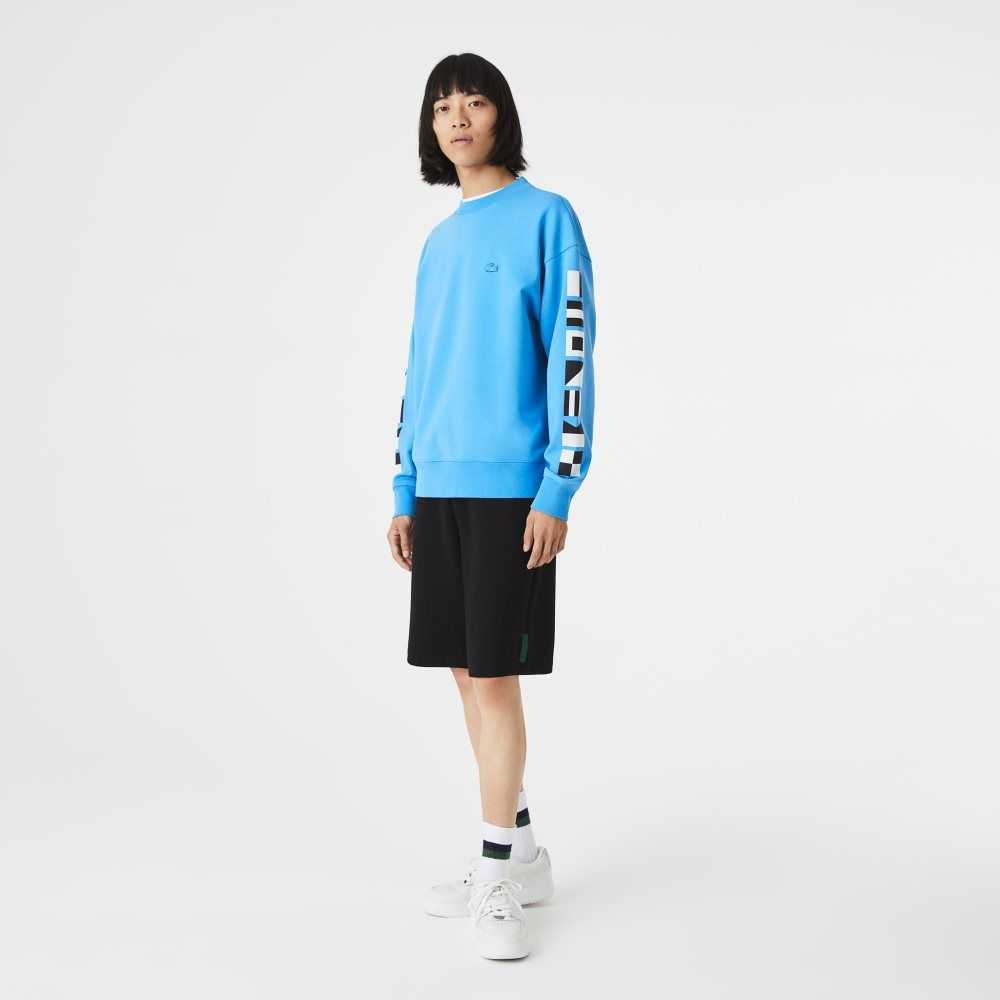 Lacoste Loose Fit Reflective Print Sweatshirt Blue | PLH-397810