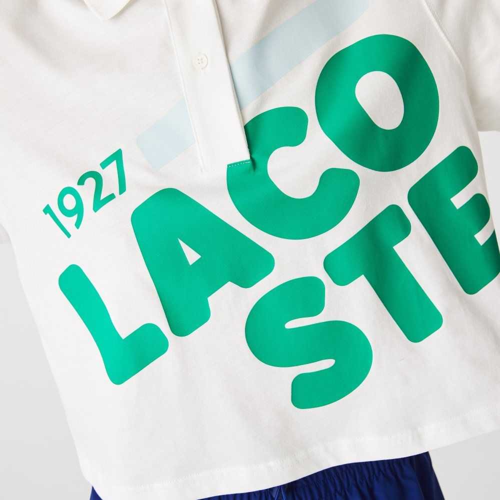 Lacoste Loose Fit Short Print Organic Cotton Polo White | GQW-304769