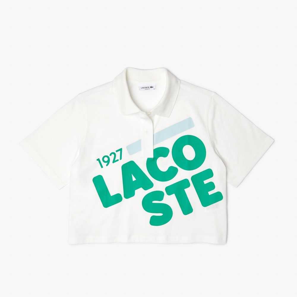 Lacoste Loose Fit Short Print Organic Cotton Polo White | GQW-304769