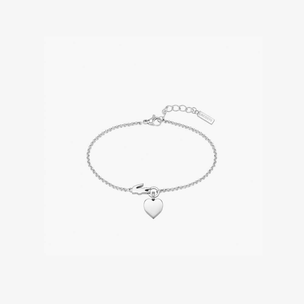 Lacoste Love My Croc Bracelet Silver | IRQ-063587