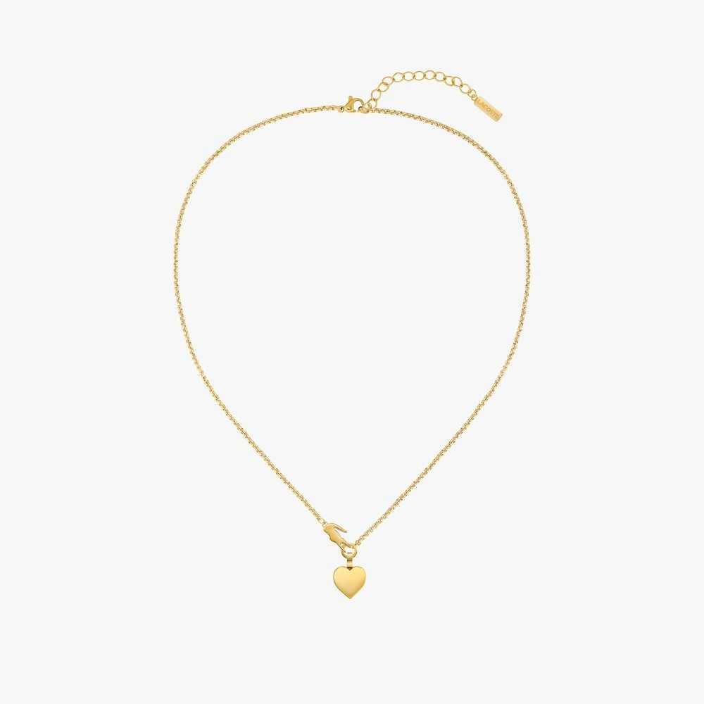 Lacoste Love My Croc Necklace Gold | WQS-527618