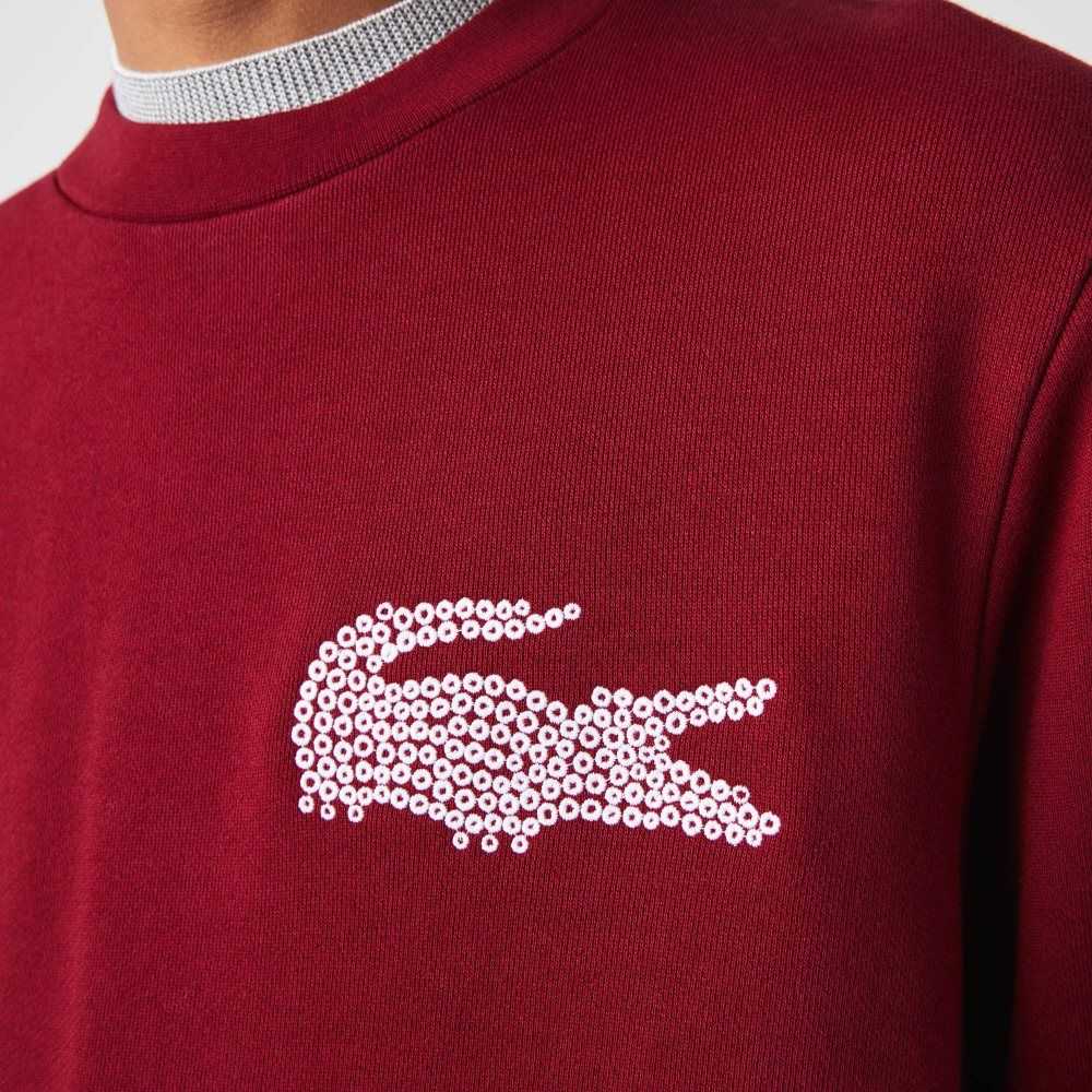 Lacoste Made In France Organic Cotton Fleece Sweatshirt Bordeaux | RZK-287639