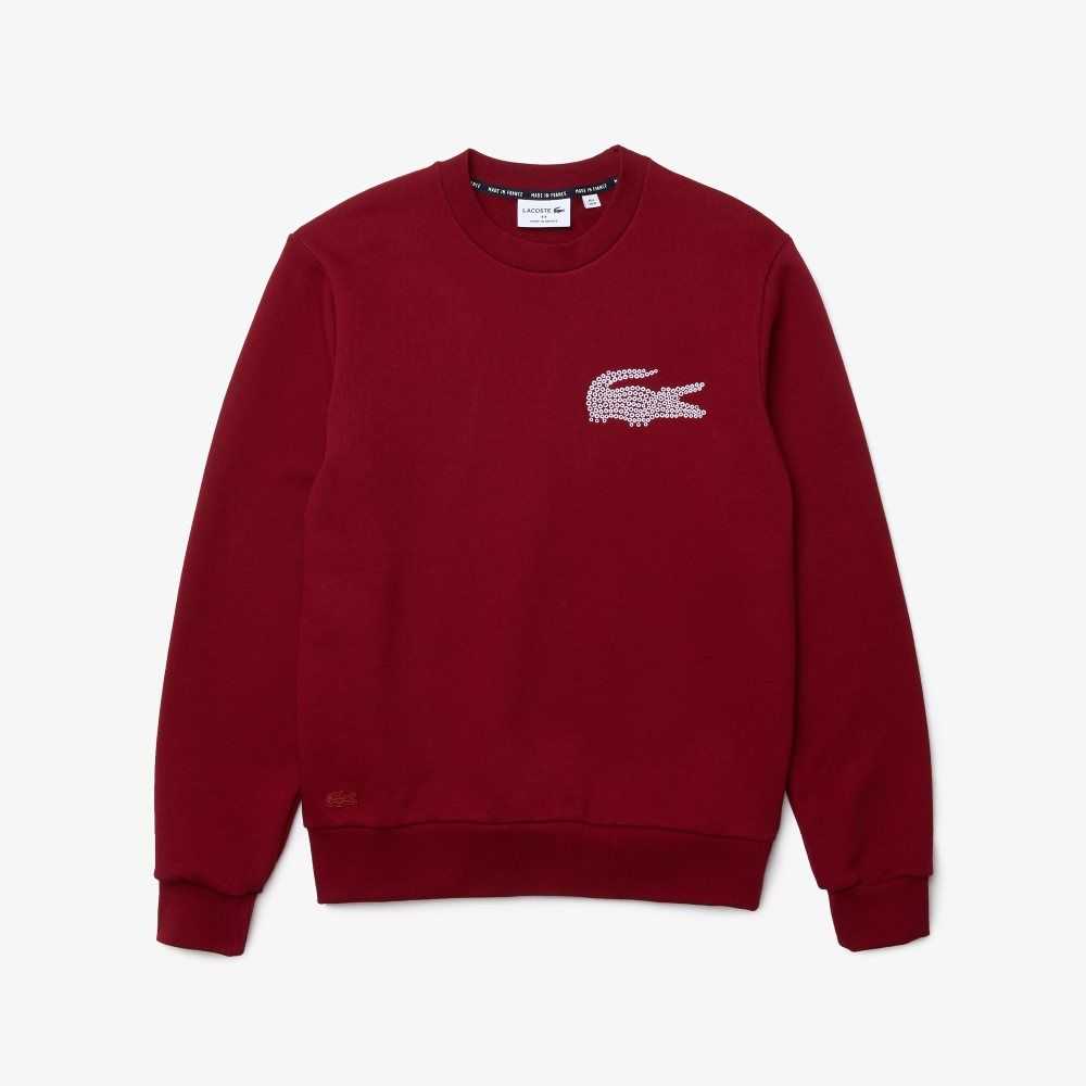 Lacoste Made In France Organic Cotton Fleece Sweatshirt Bordeaux | RZK-287639