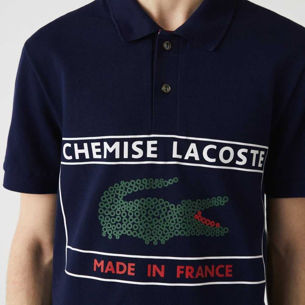 Lacoste Made in France Regular Fit Organic Cotton Polo Navy Blue | MFD-497208