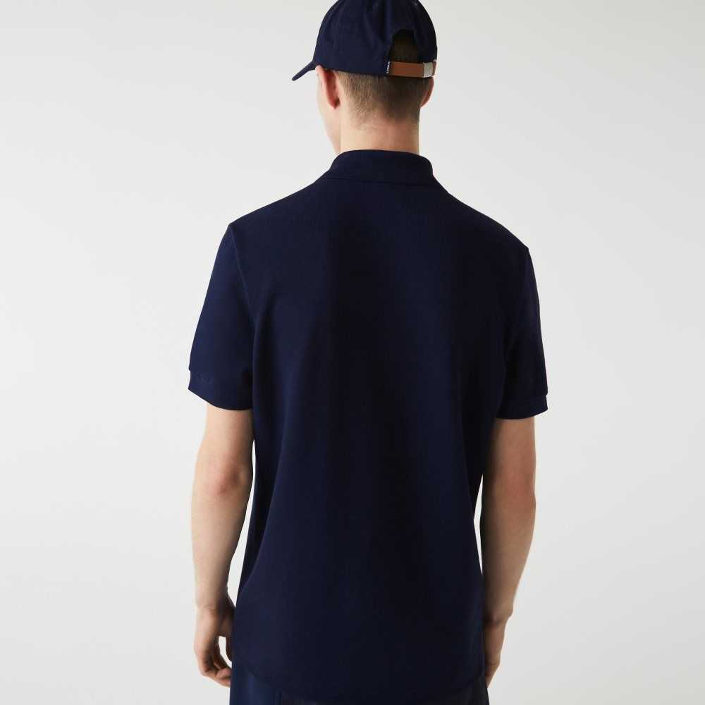 Lacoste Made in France Regular Fit Organic Cotton Polo Navy Blue | MFD-497208