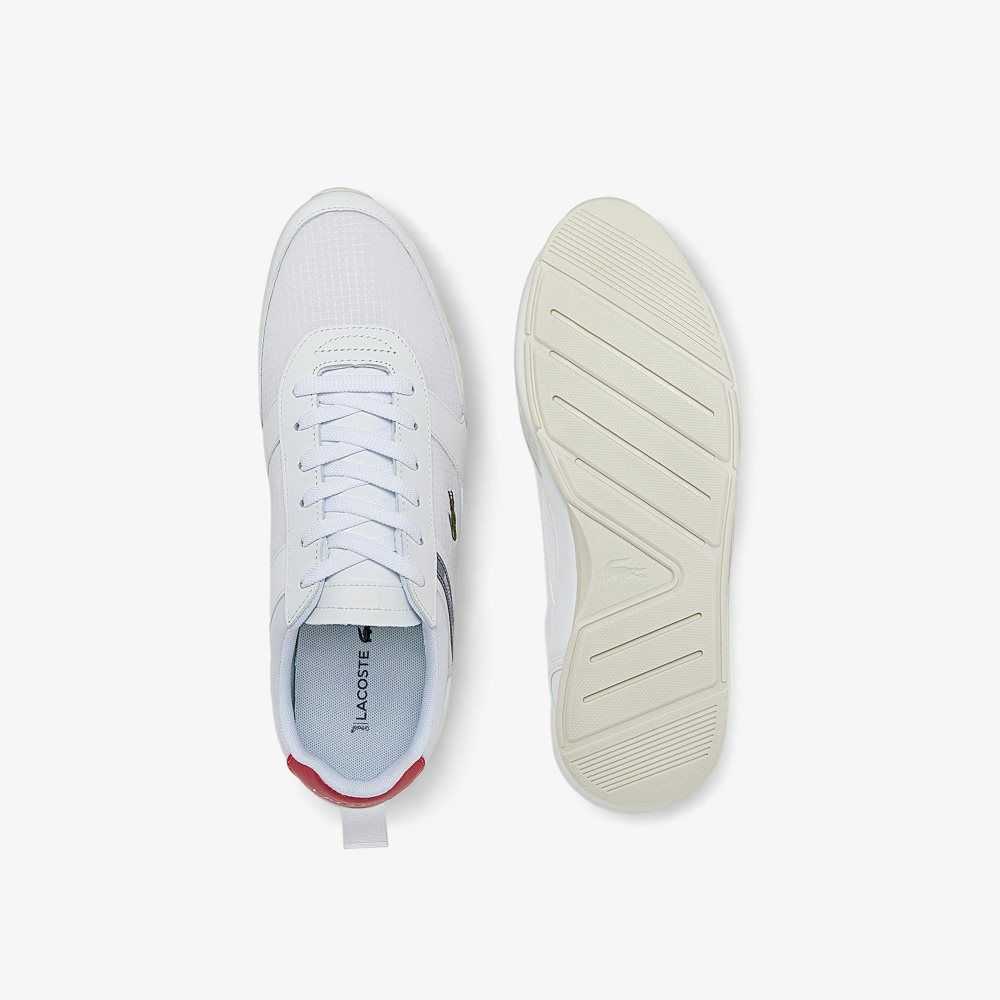 Lacoste Menerva Sport Leather Accent Sneakers White / Red | MHU-937102