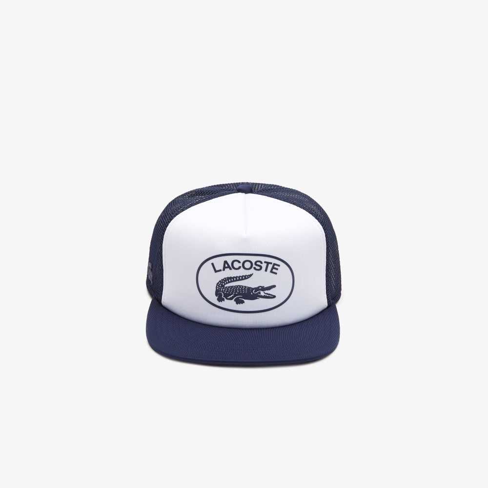 Lacoste Mesh And Neoprene Cap Navy Blue / White | JDM-592706