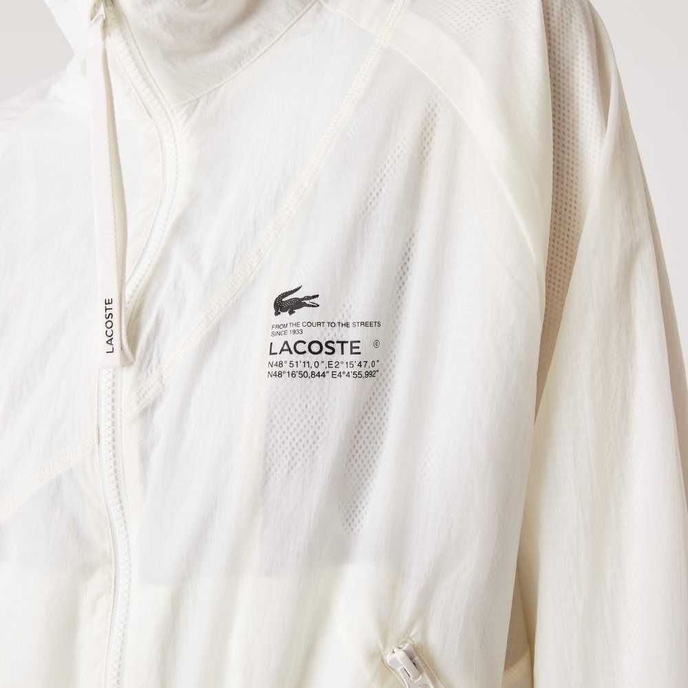 Lacoste Mesh Lined Nylon Jacket White | OCS-360541