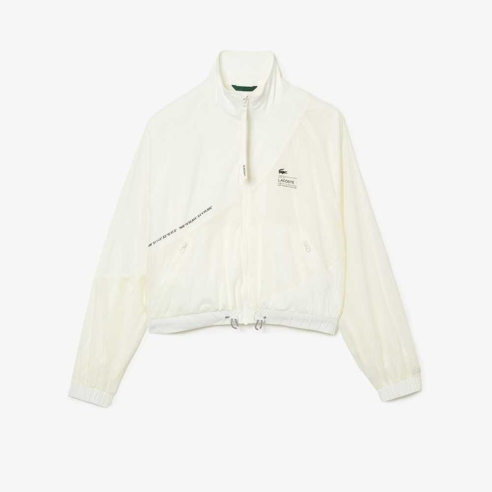 Lacoste Mesh Lined Nylon Jacket White | OCS-360541