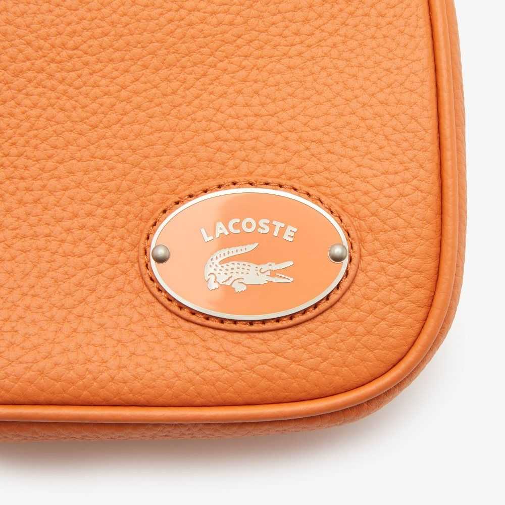 Lacoste Metal Plate Grained Leather Shoulder Bag Poterie | IML-827439