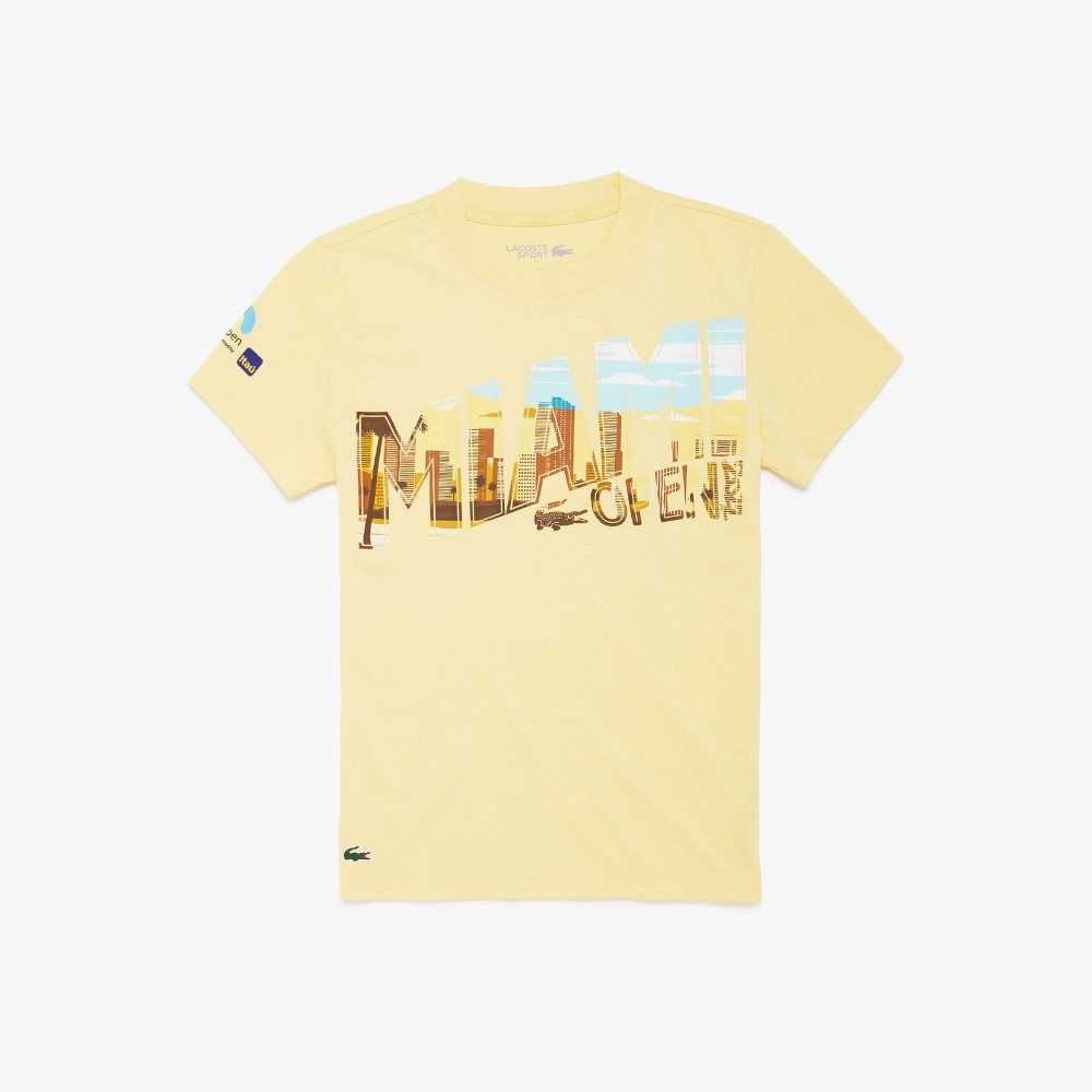 Lacoste Miami Open Miami Graphic T-shirt Yellow | FUJ-356124