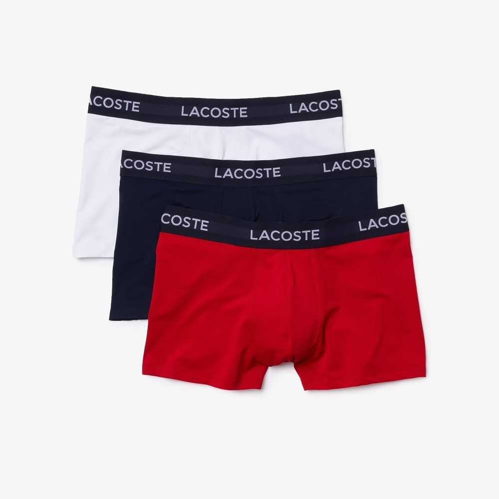 Lacoste Microfiber Trunk 3-Pack Navy Blue / White / Red | AFH-659048