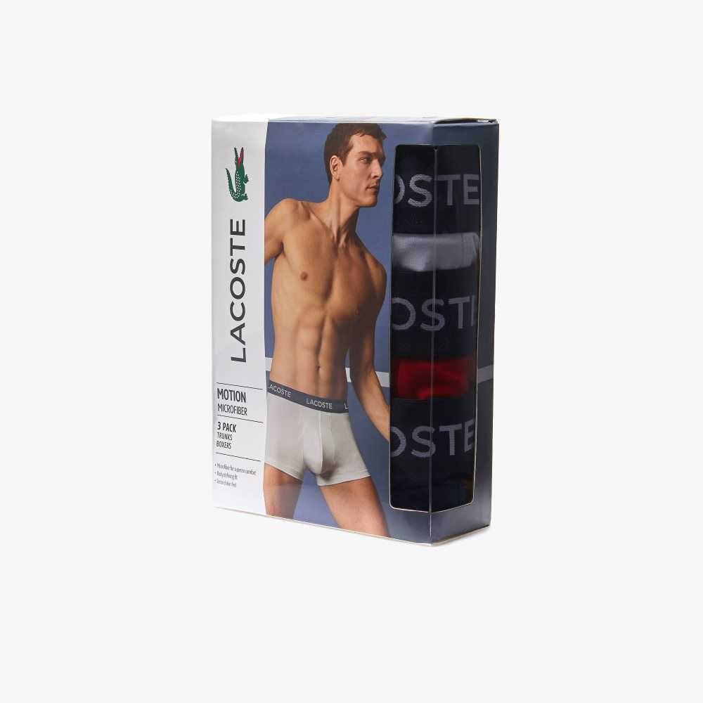 Lacoste Microfiber Trunk 3-Pack Navy Blue / White / Red | AFH-659048