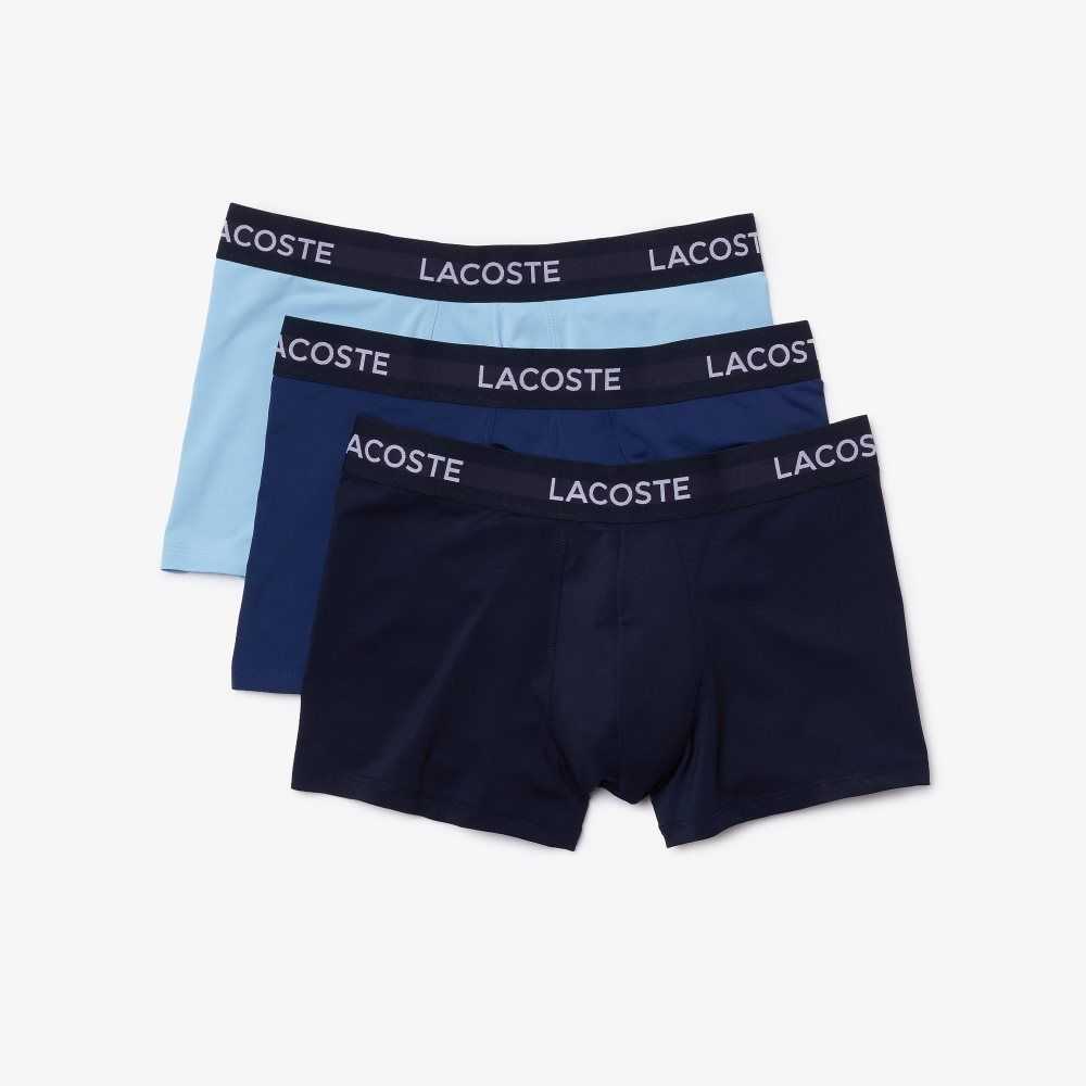 Lacoste Microfiber Trunk 3-Pack Navy Blue / Blue | CIV-801236