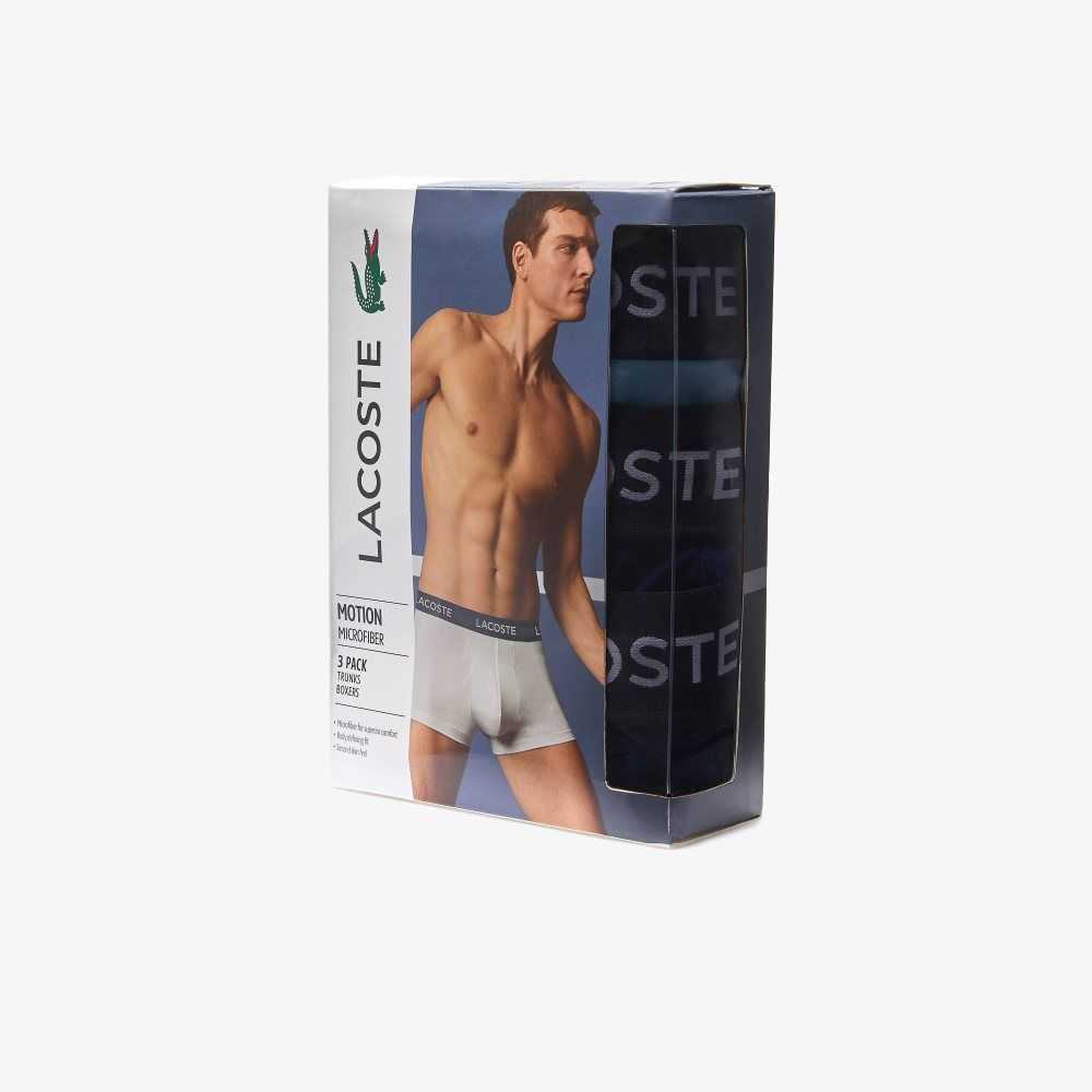 Lacoste Microfiber Trunk 3-Pack Navy Blue / Blue | CIV-801236