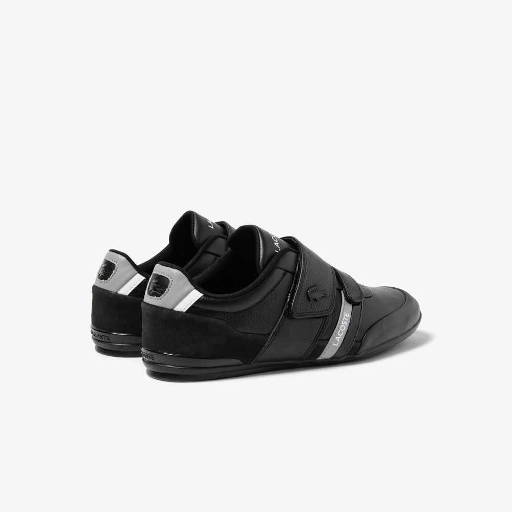 Lacoste Misano Strap Leather Sneakers Blk/Lt Gry | NWA-182650