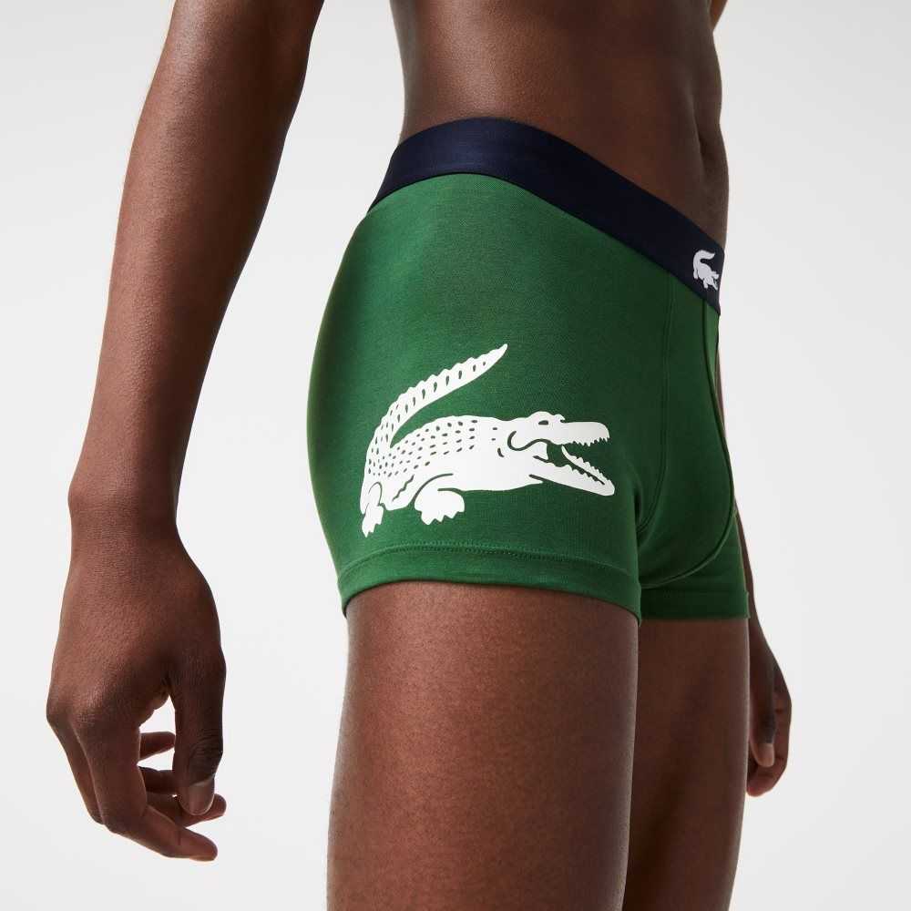 Lacoste Mismatched Stretch Cotton Trunk 3-Pack Green / Navy Blue / White | PWL-701584