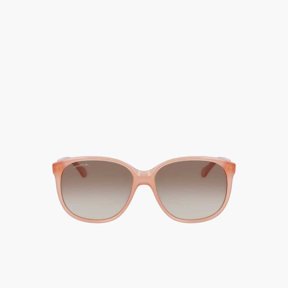 Lacoste Modified Rectangle Acetate Oversize Look Sunglasses Pink | HGI-769542