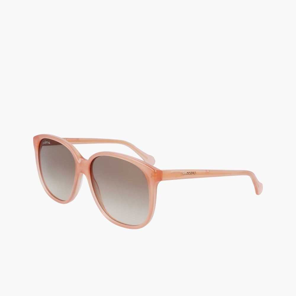 Lacoste Modified Rectangle Acetate Oversize Look Sunglasses Pink | HGI-769542