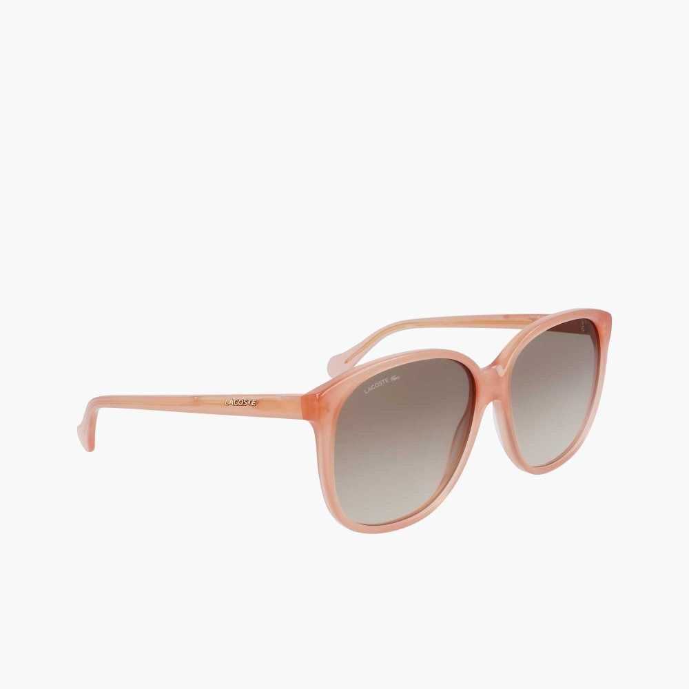 Lacoste Modified Rectangle Acetate Oversize Look Sunglasses Pink | HGI-769542