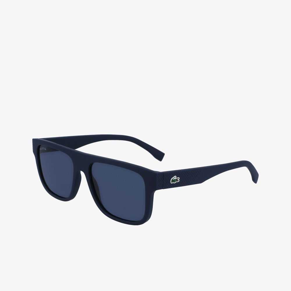 Lacoste Modified Rectangle Plant Based Resin L.12.12 Sunglasses Matte Blue | HYJ-236158