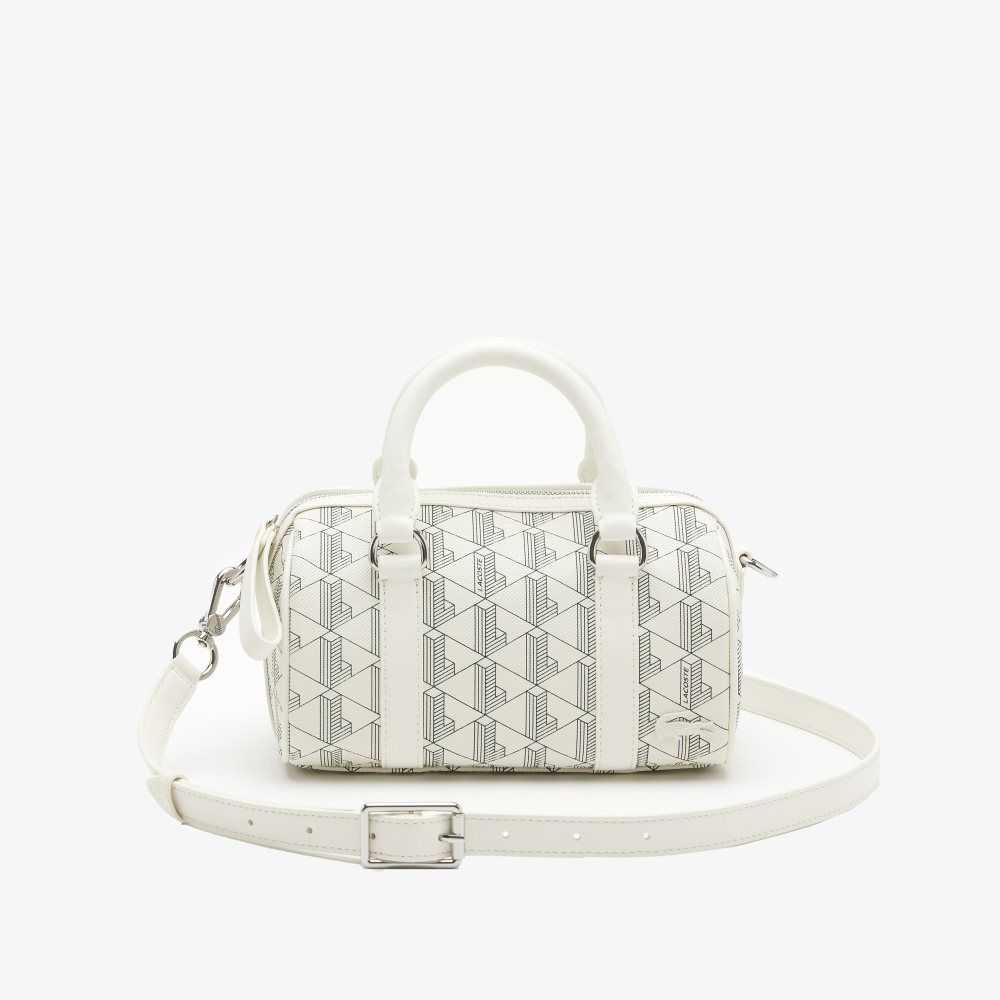 Lacoste Monogram Print Boston Bag Farine Sinople | IRE-173450