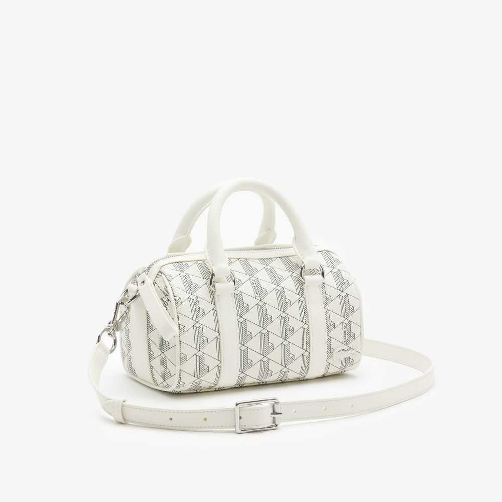 Lacoste Monogram Print Boston Bag Farine Sinople | IRE-173450