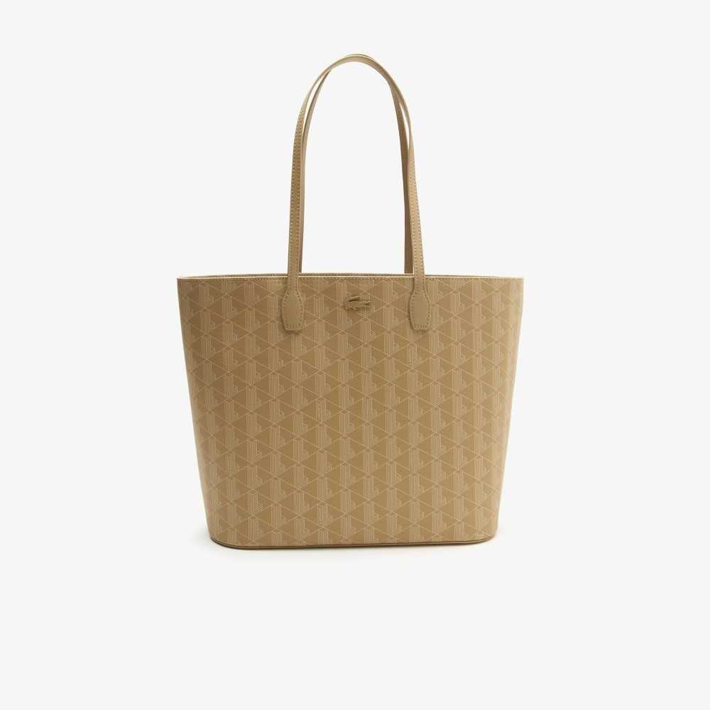 Lacoste Monogram Print Tote Viennois Beige | SET-194870