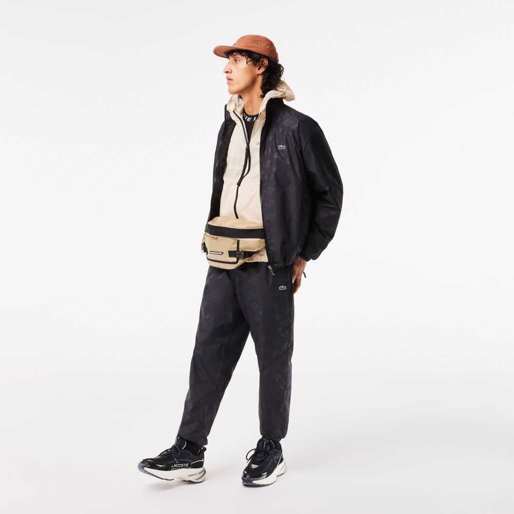 Lacoste Monogram Print Track Jacket Black | MBX-297651