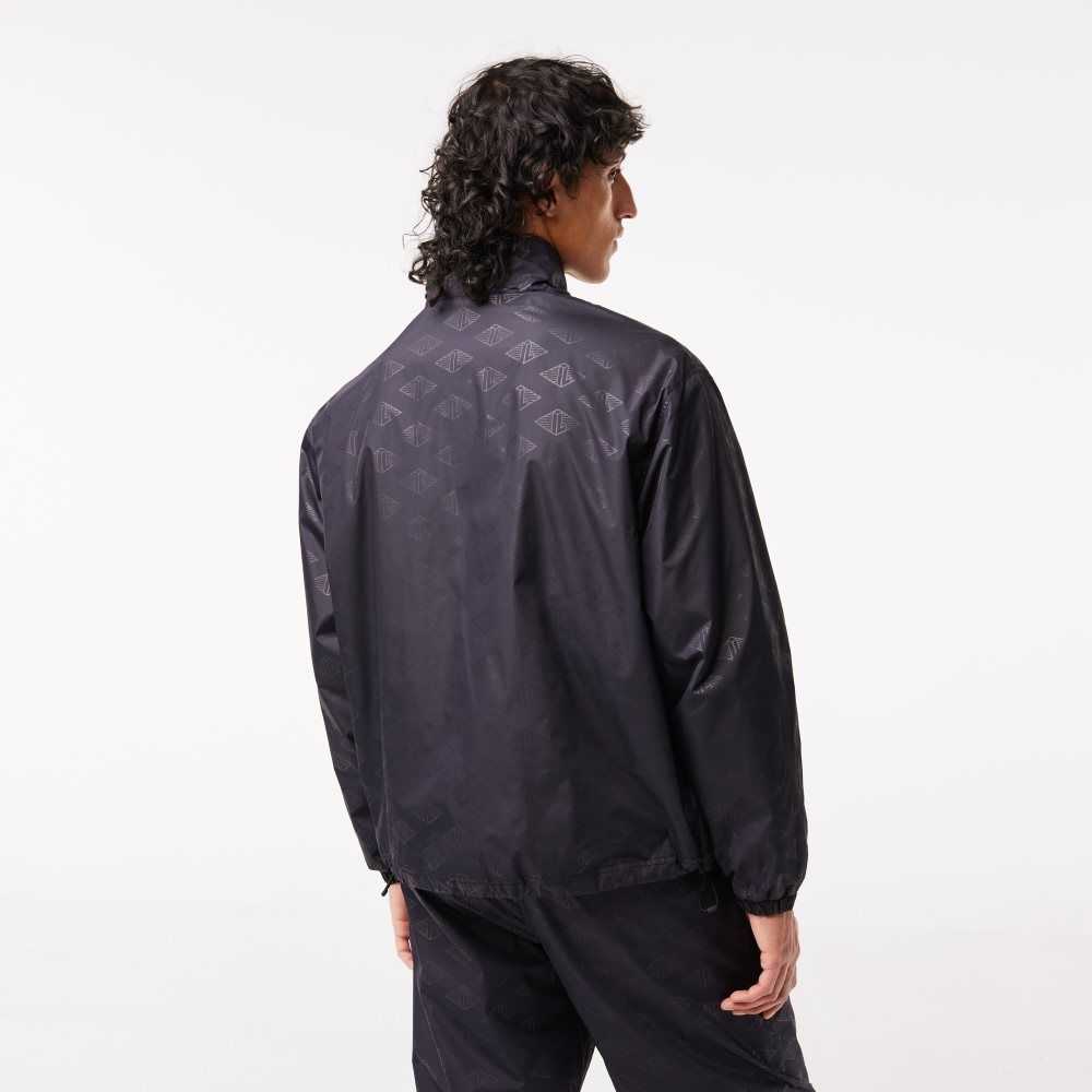 Lacoste Monogram Print Track Jacket Black | MBX-297651