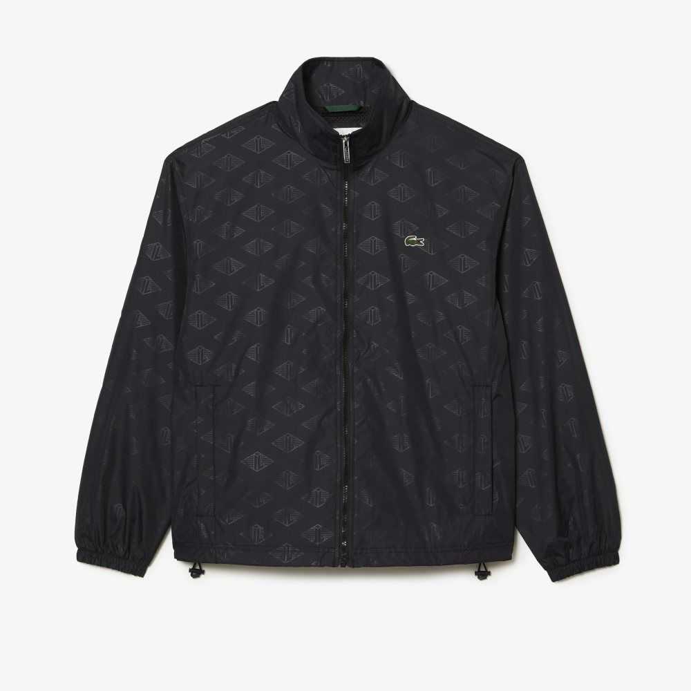 Lacoste Monogram Print Track Jacket Black | MBX-297651