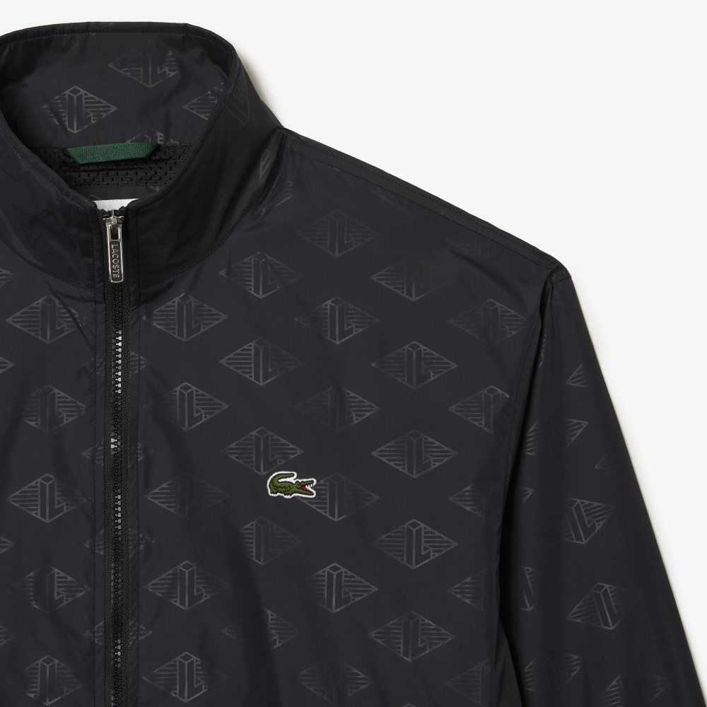 Lacoste Monogram Print Track Jacket Black | MBX-297651